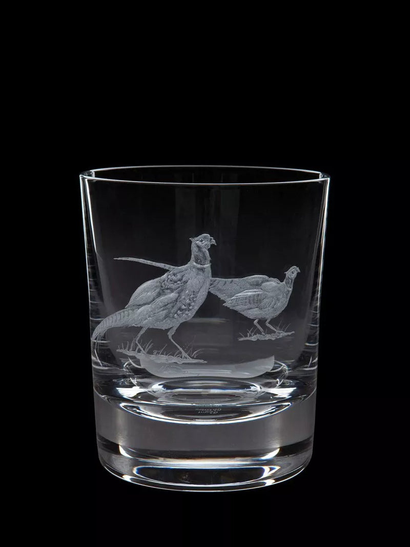 Dartington Crystal Pheasant Hand Engraved Whisky Tumbler 300ml - British product