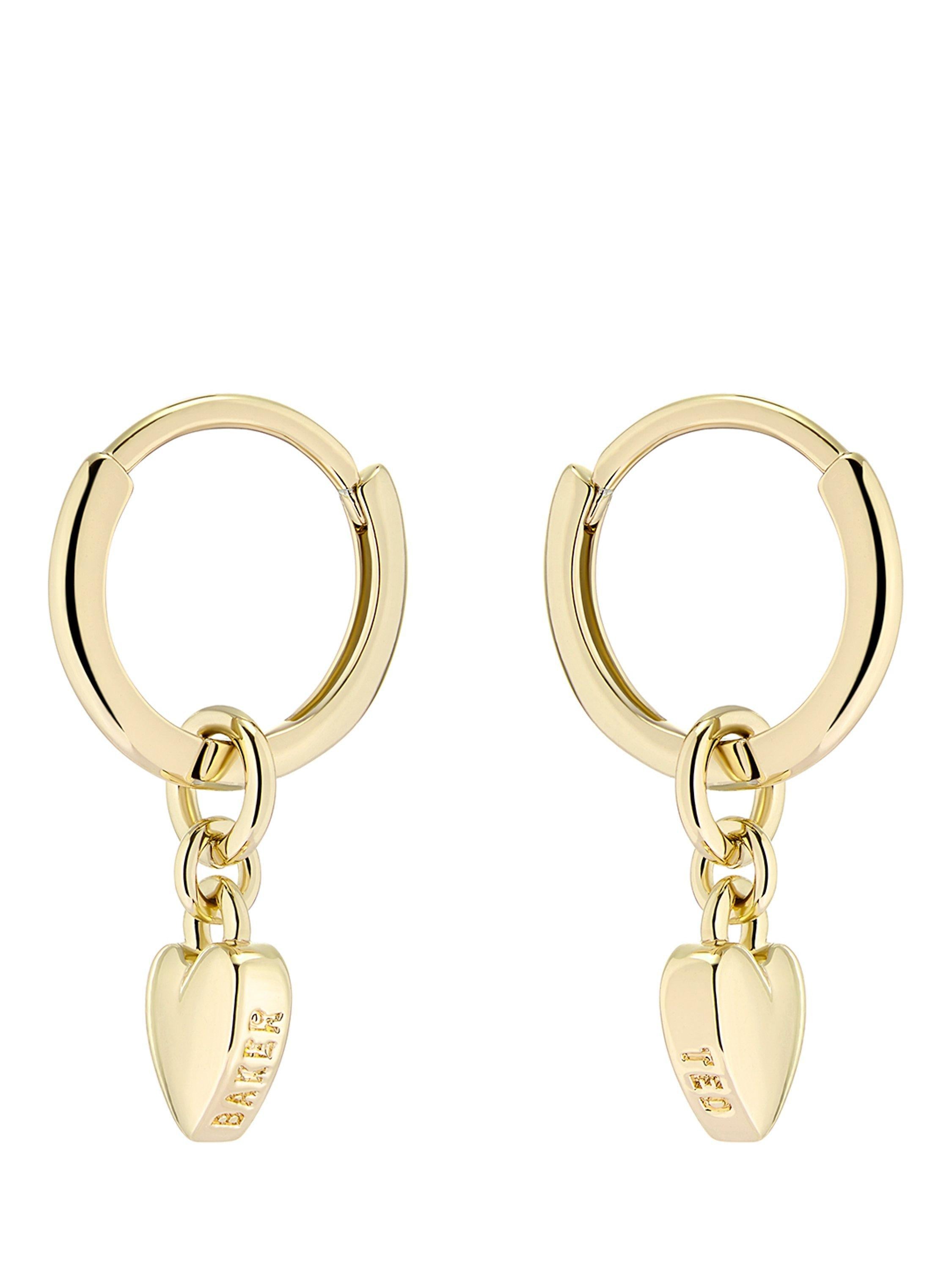 Ted Baker Harrye Tiny Heart Huggie Earrings gold tone crystal, UK version