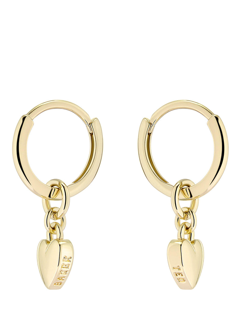 Ted Baker Harrye Tiny Heart Huggie Earrings gold tone crystal, UK version