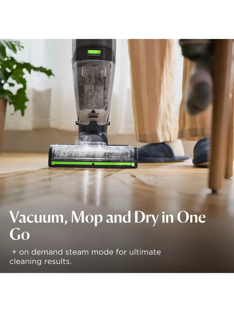 BISSELL CrossWave HydroSteam Pet Select vacuum cleaner in black, silver, and lime - British product