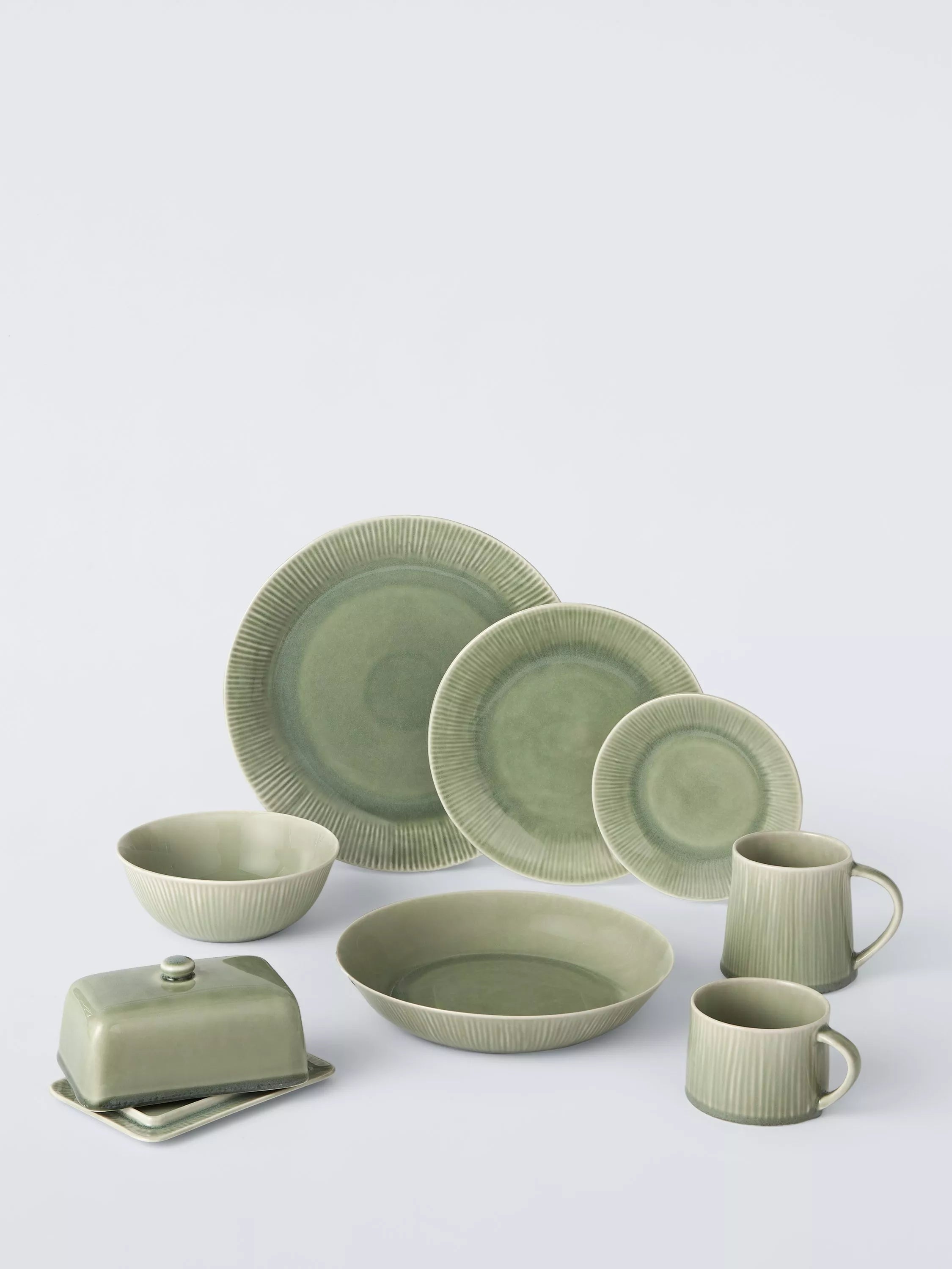 John Lewis Leckford stoneware pasta bowl 22cm green - British product