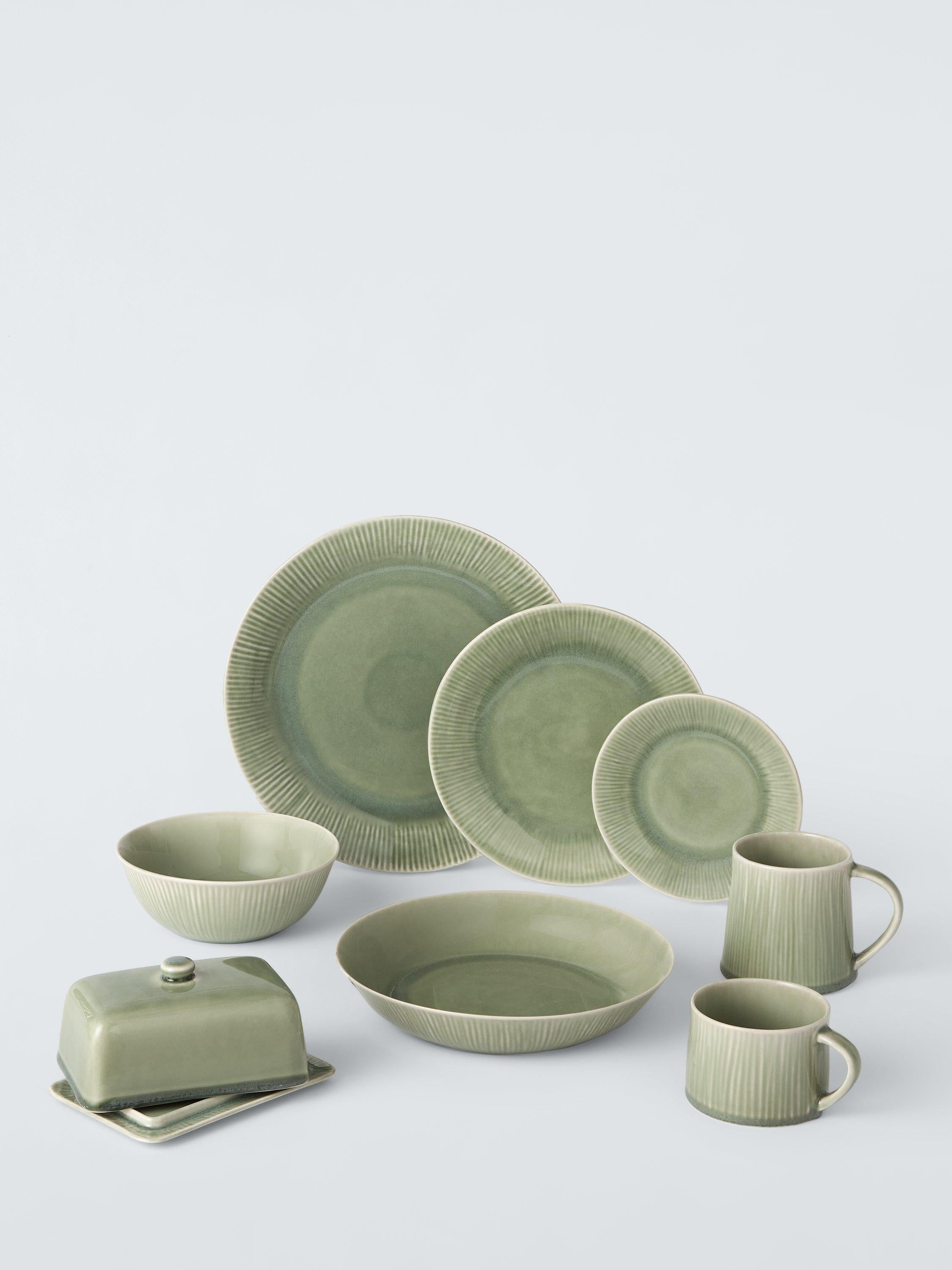 John Lewis Leckford stoneware pasta bowl 22cm green - British product