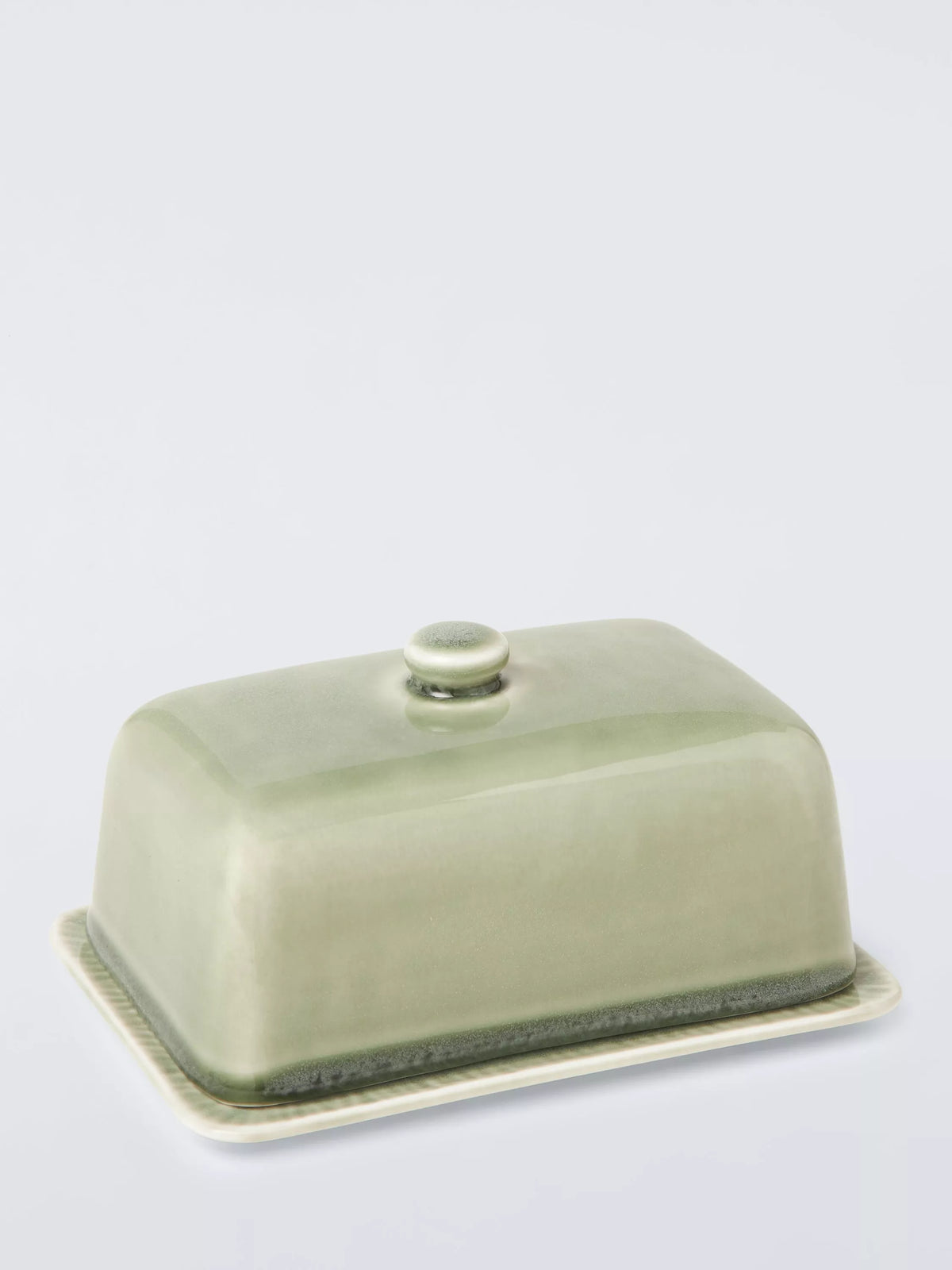 John Lewis Leckford stoneware butter dish green, imported from the UK