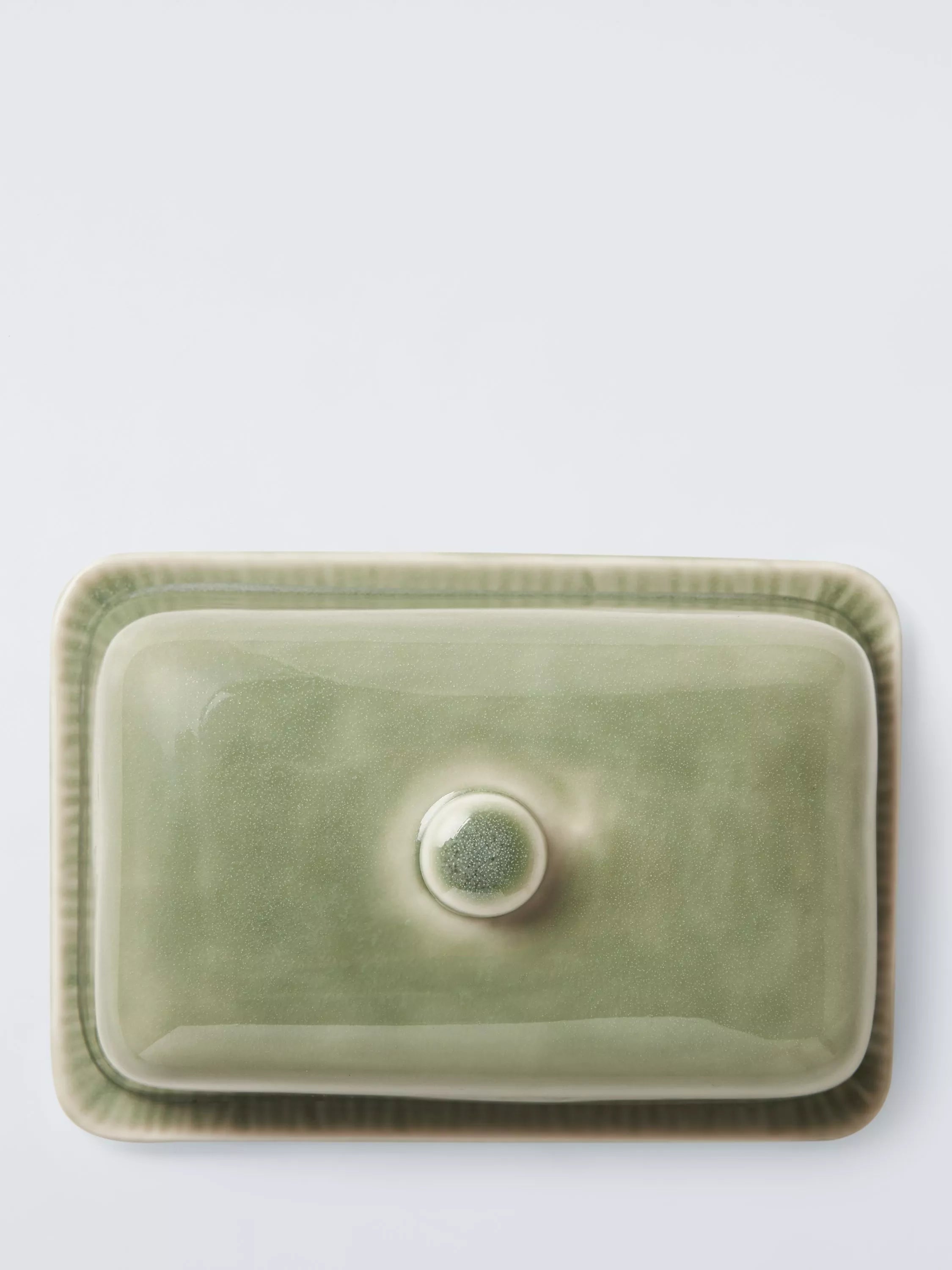 John Lewis Leckford stoneware butter dish green, imported from the UK