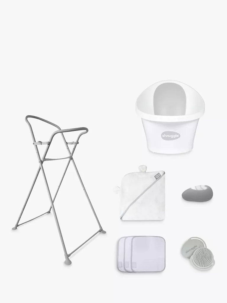 Shnuggle Baby Bath, Stand and Bath Accessories Bundle