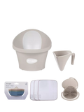 Shnuggle baby bath and care set including tub, jug, brush, washcloths, and toys (British brand)