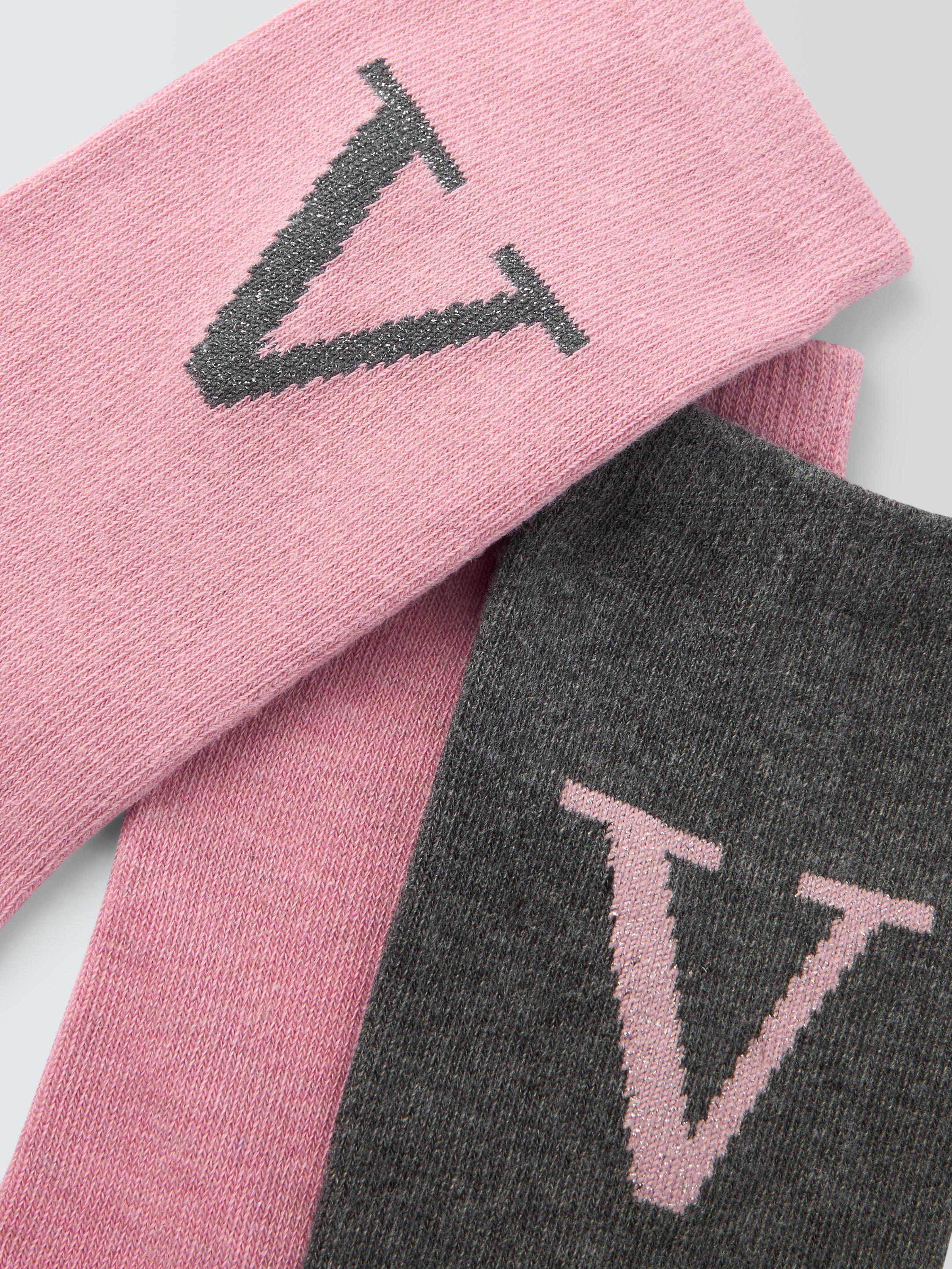 John Lewis Christmas Alphabet ankle socks 3 pack pink and grey - British product