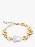 Monica Vinader Capri Gold Vermeil Keshi Pearl Disc Bracelet 21.5cm