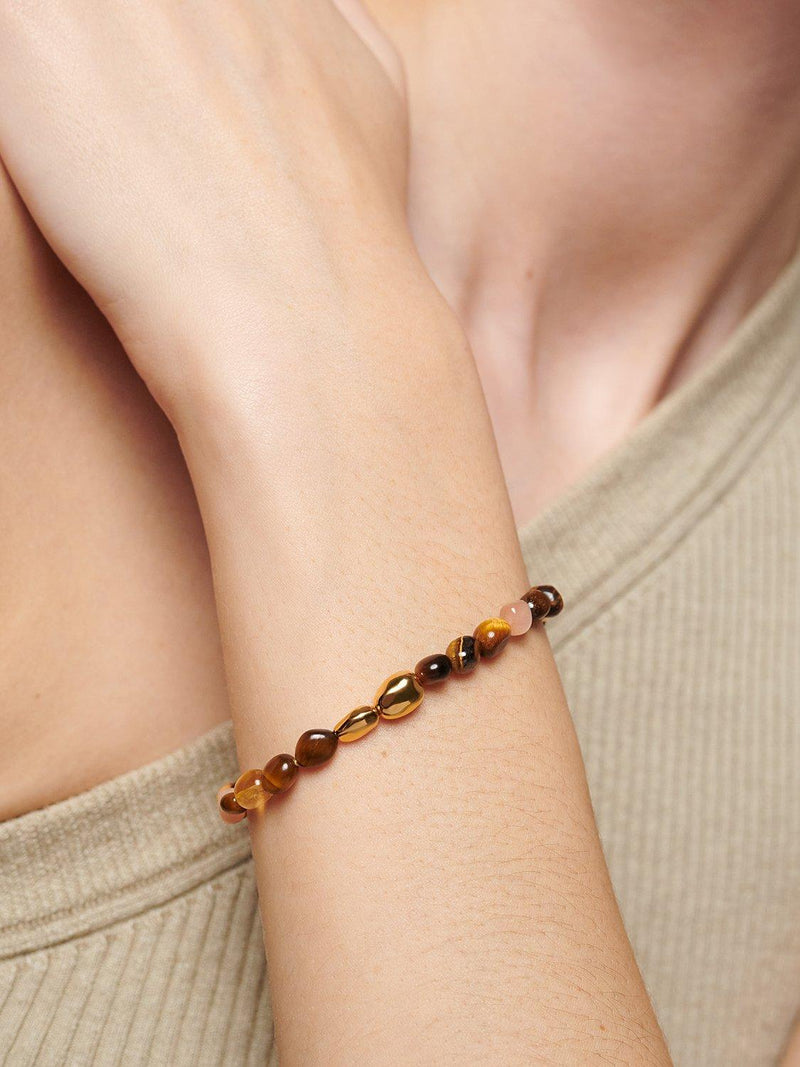 Monica Vinader Tiger's Eye Gemstone Bracelet, imported from the UK