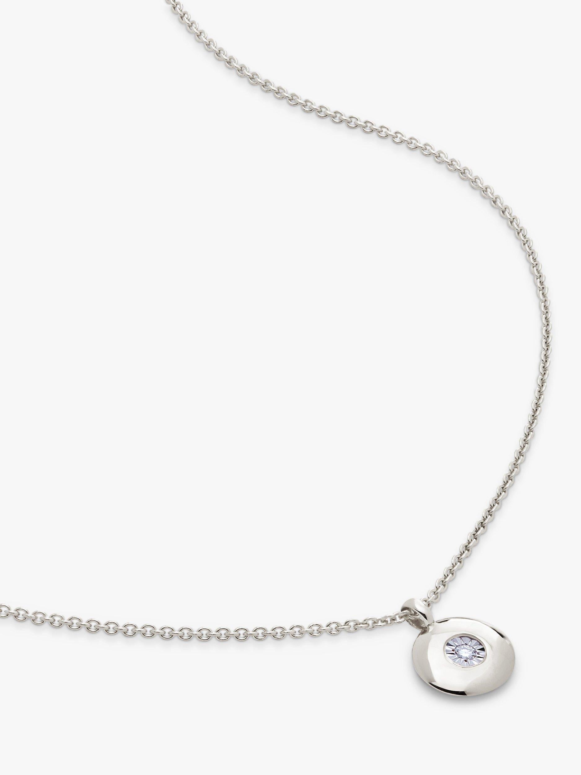 Monica Vinader birthstone round pendant necklace in sterling silver (British brand)