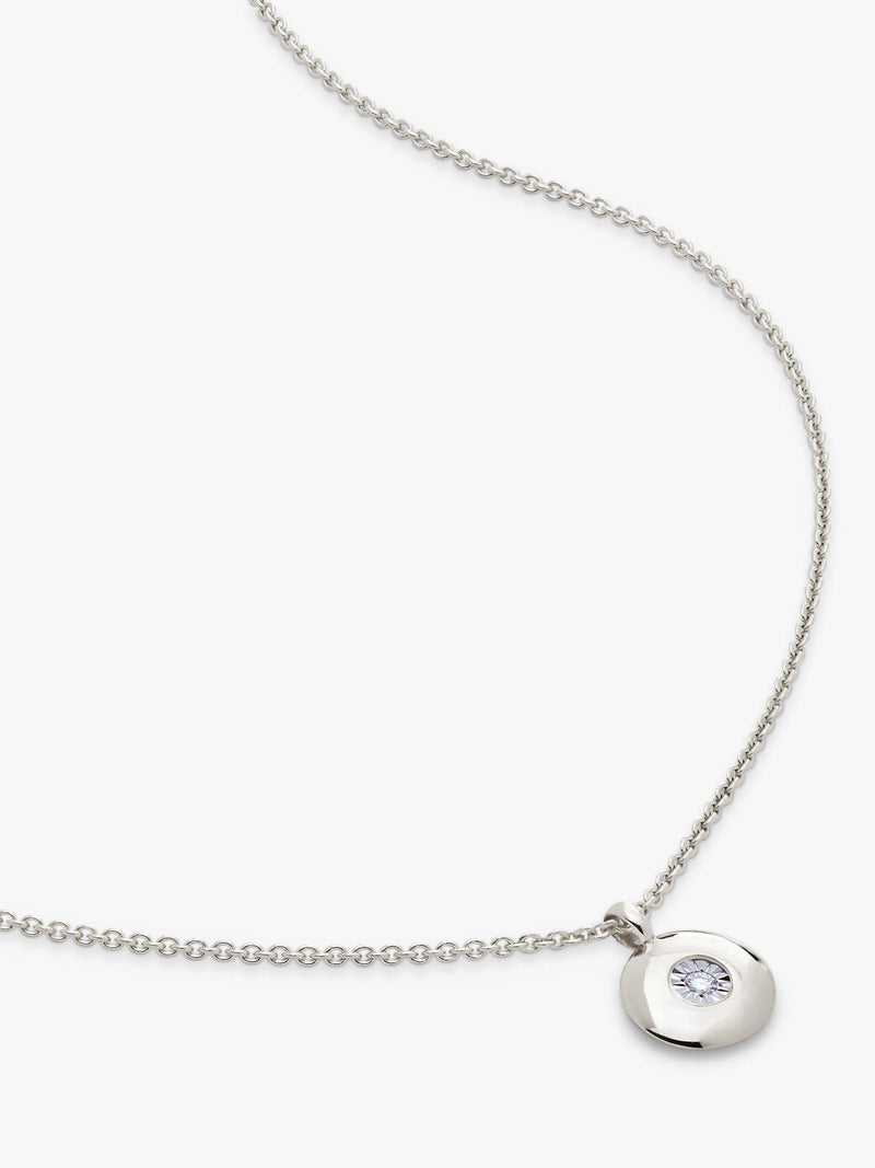 Monica Vinader birthstone round pendant necklace in sterling silver (British brand)