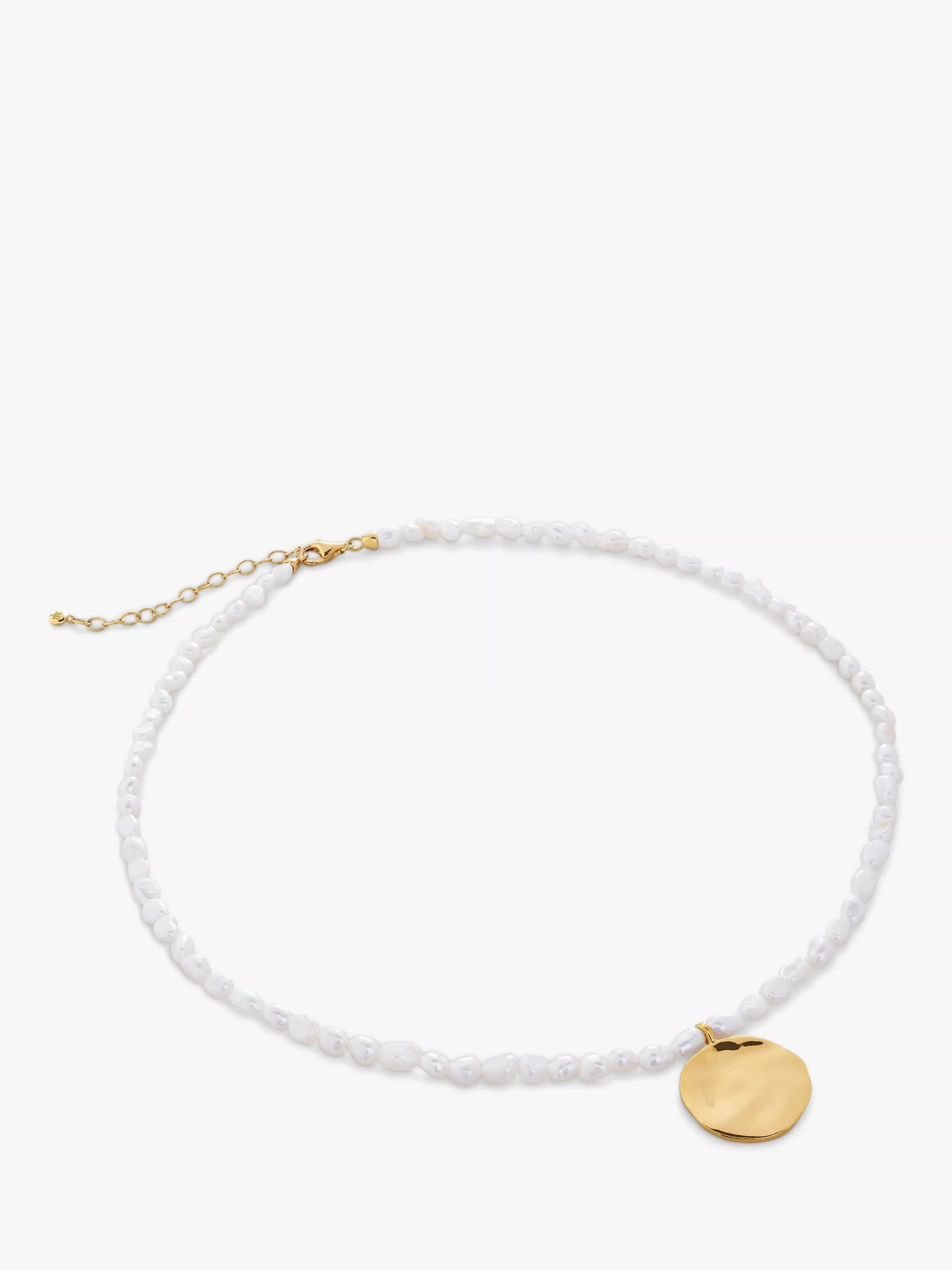 Monica Vinader Capri gold vermeil mini pearl necklace, imported from the UK
