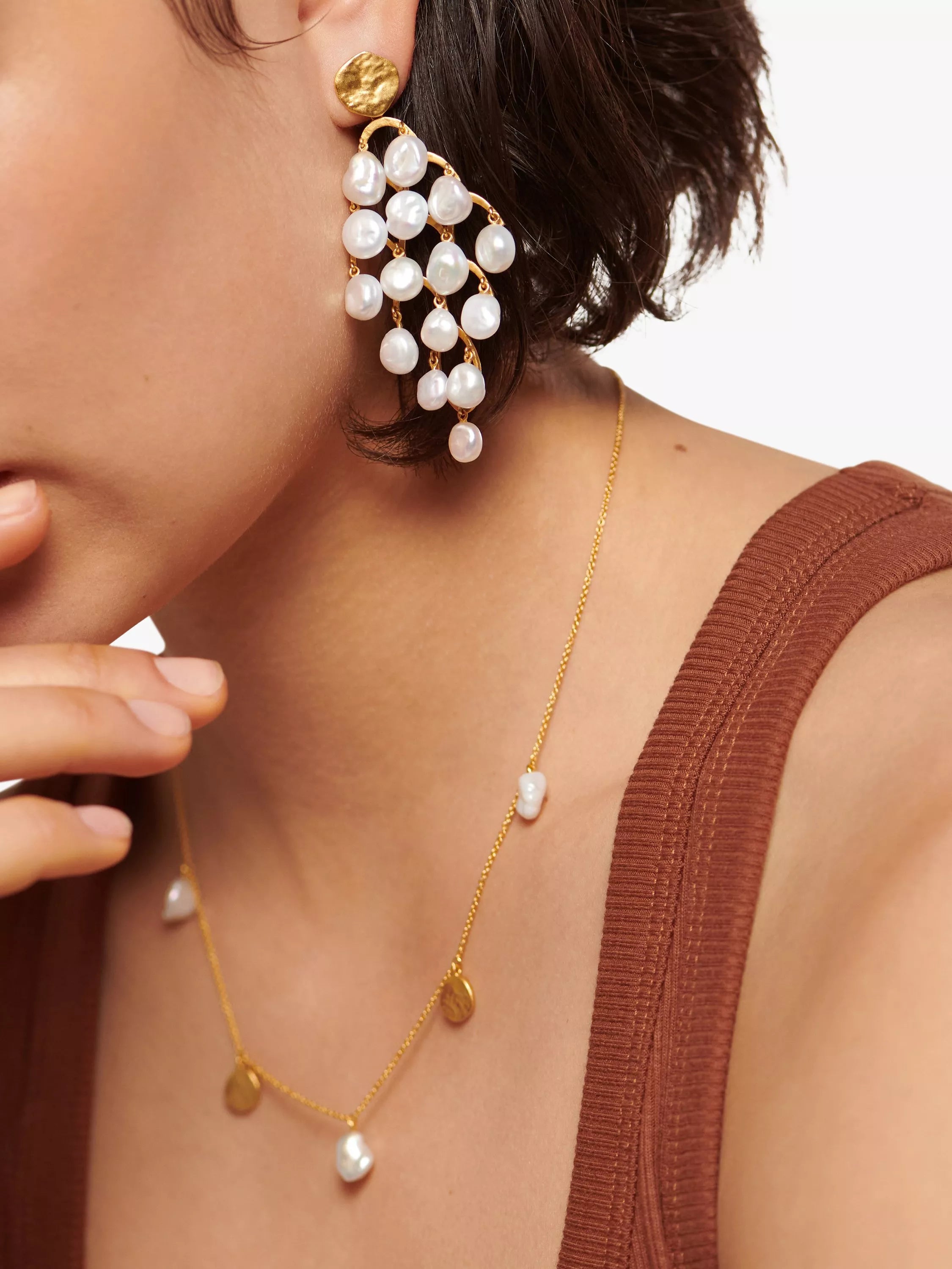 Monica Vinader Capri Pearl Drop Necklace gold, UK version