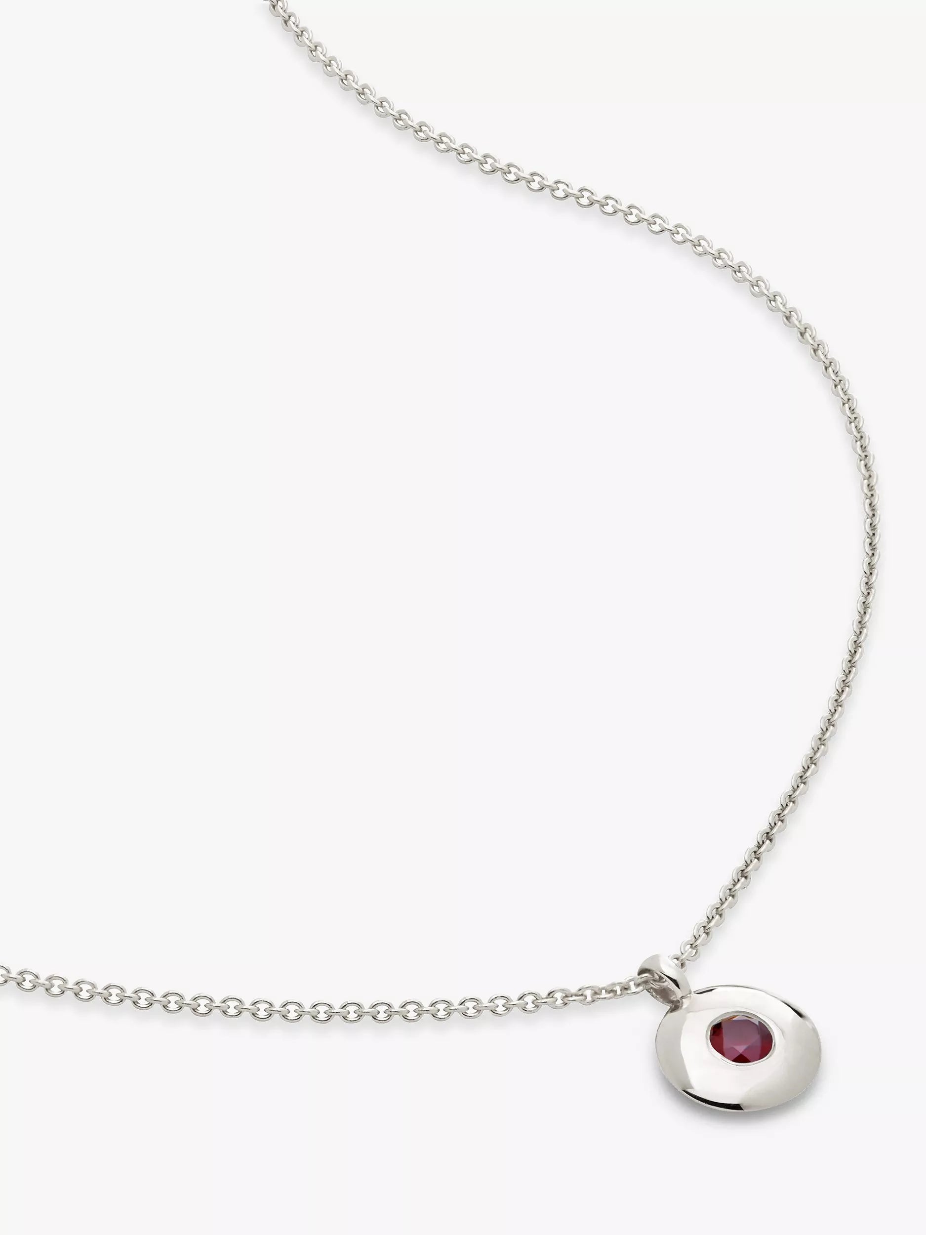Monica Vinader birthstone round pendant necklace in sterling silver (British brand)