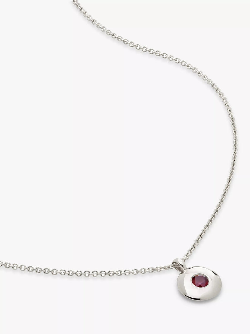 Monica Vinader birthstone round pendant necklace in sterling silver (British brand)