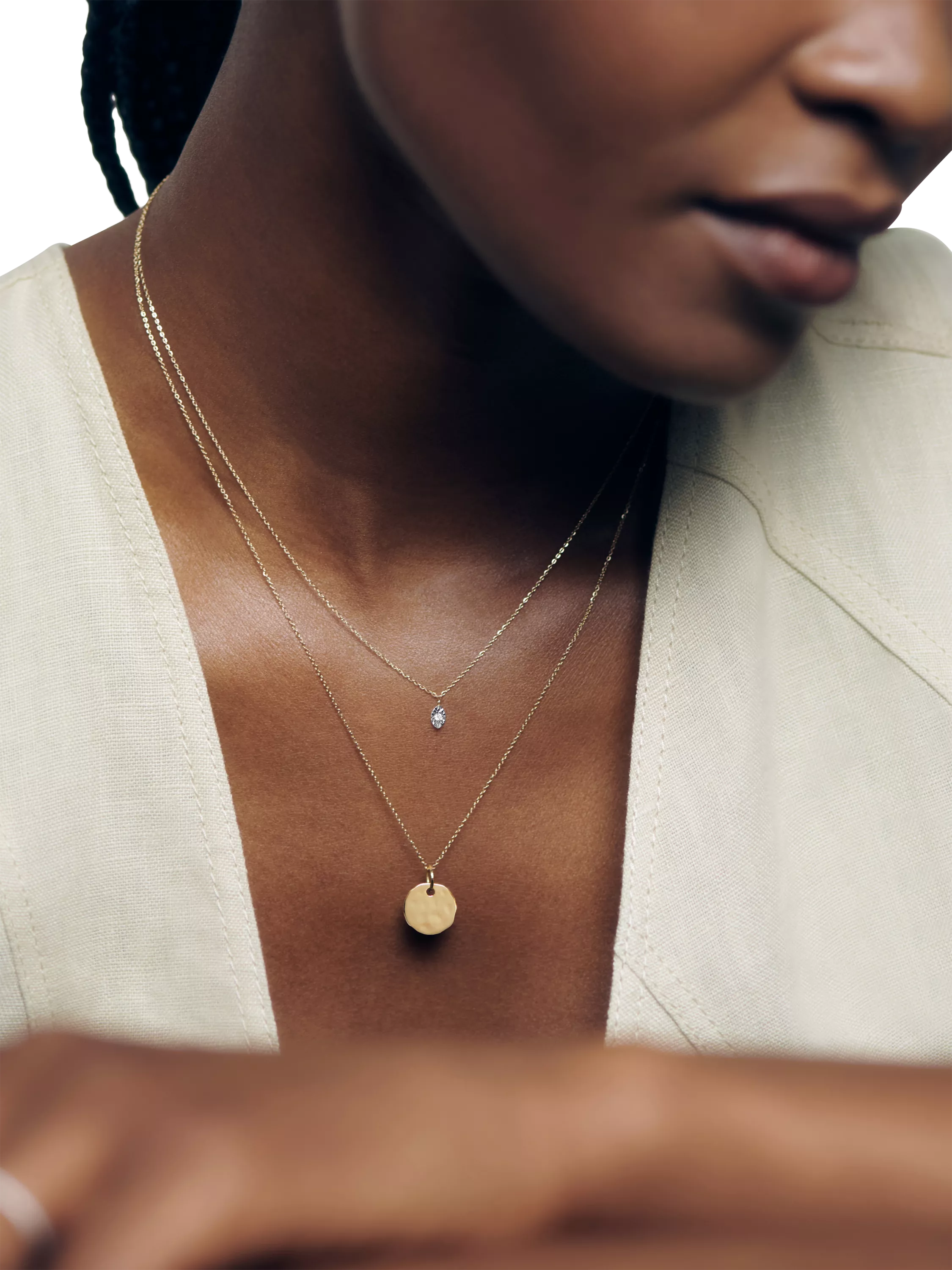 Monica Vinader disc pendant gold plated vermeil, imported from the UK