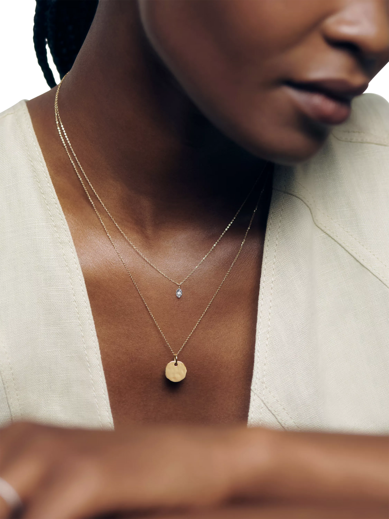 Monica Vinader disc pendant gold plated vermeil, imported from the UK