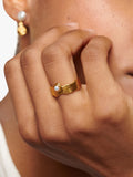 Monica Vinader Capri Button Pearl stacking ring - British product