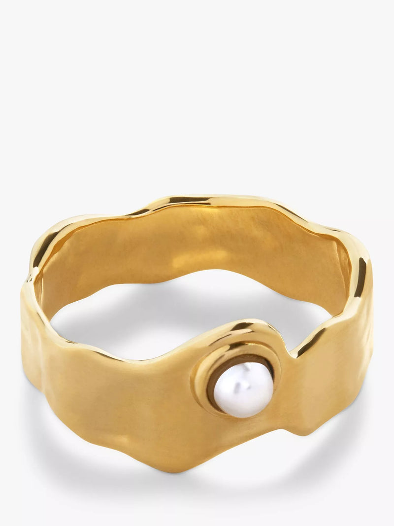 Monica Vinader Capri Button Pearl stacking ring - British product