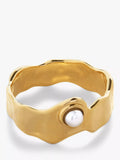 Monica Vinader Capri Button Pearl stacking ring - British product
