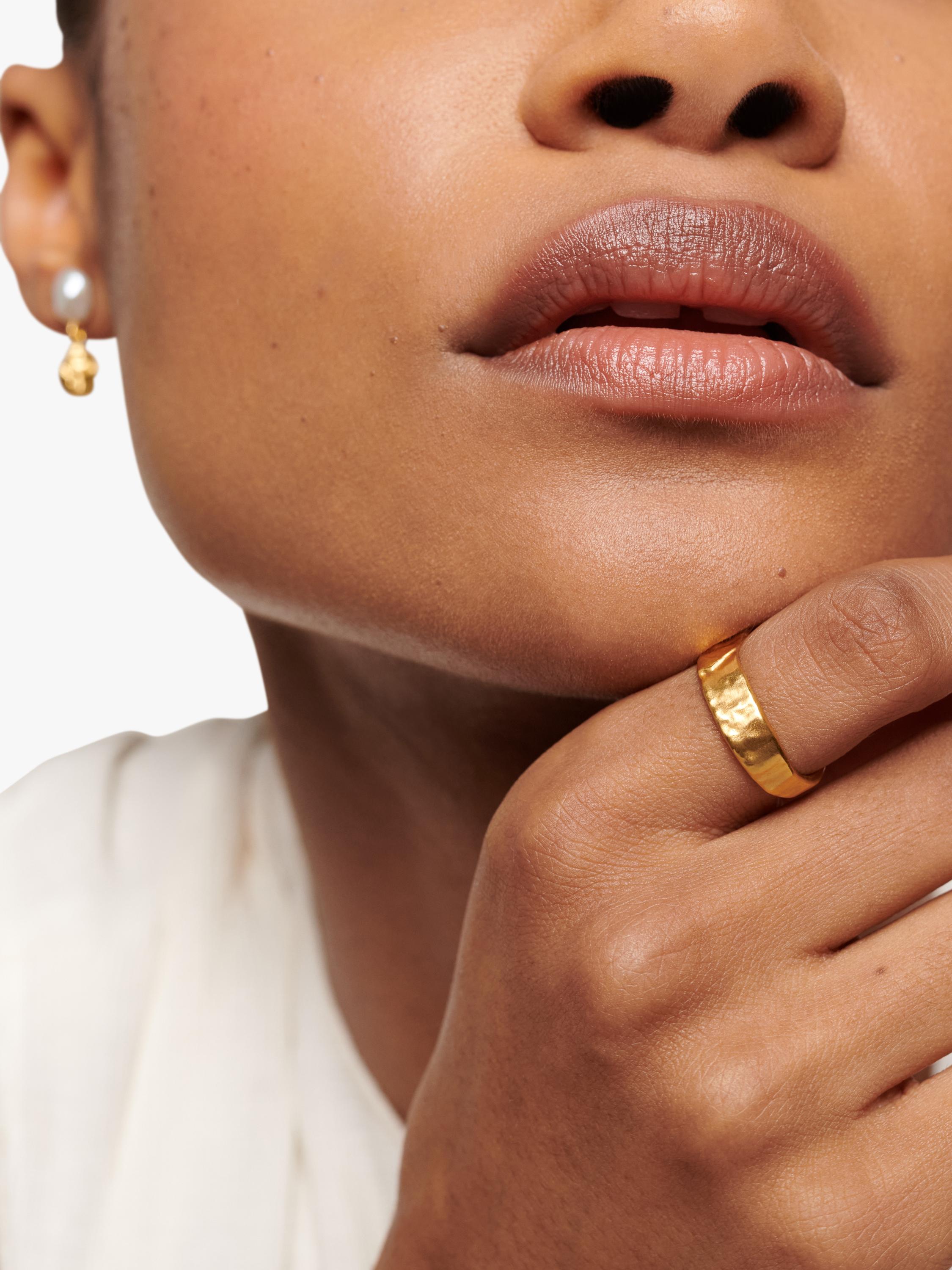 Monica Vinader Capri textured stacking ring gold, imported from the UK
