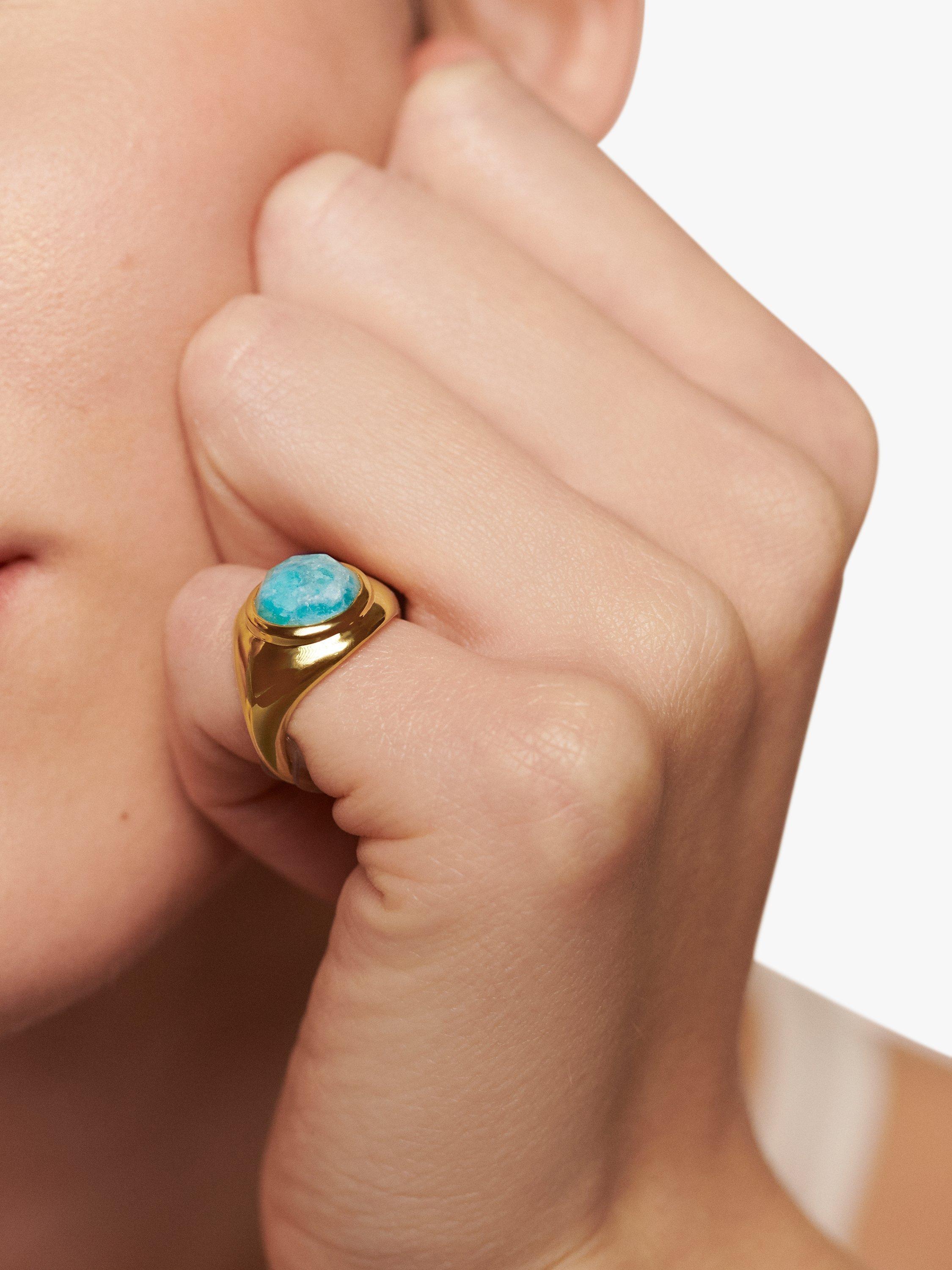 Monica Vinader Eclipse signet ring in gold with amazonite, UK version