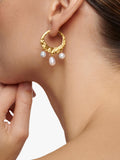 Monica Vinader Capri gold vermeil baroque pearl medium hoop earrings, UK version