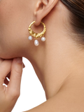 Monica Vinader Capri gold vermeil baroque pearl medium hoop earrings, UK version