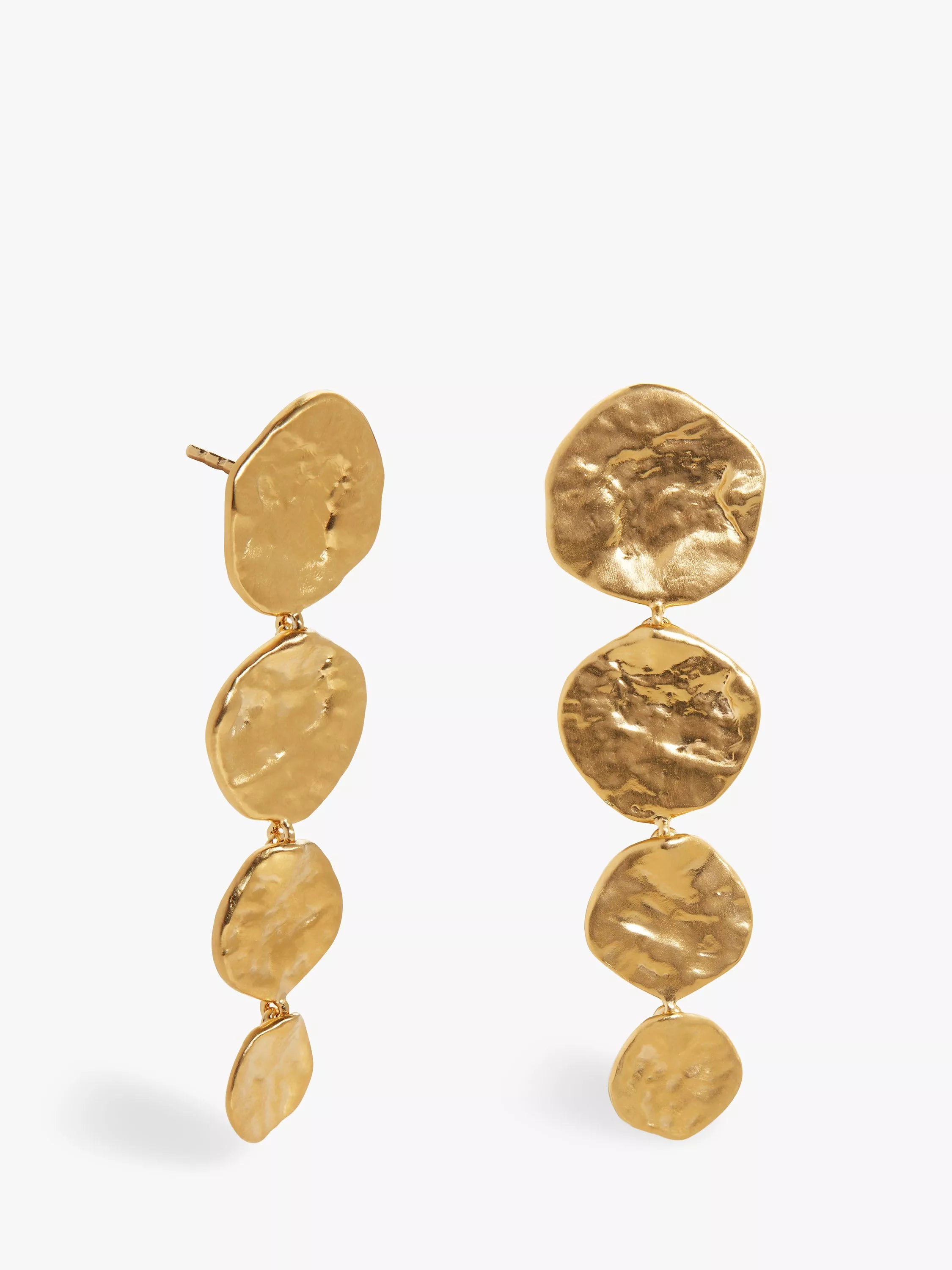 Monica Vinader Capri gold vermeil disc cocktail earrings, imported from the UK
