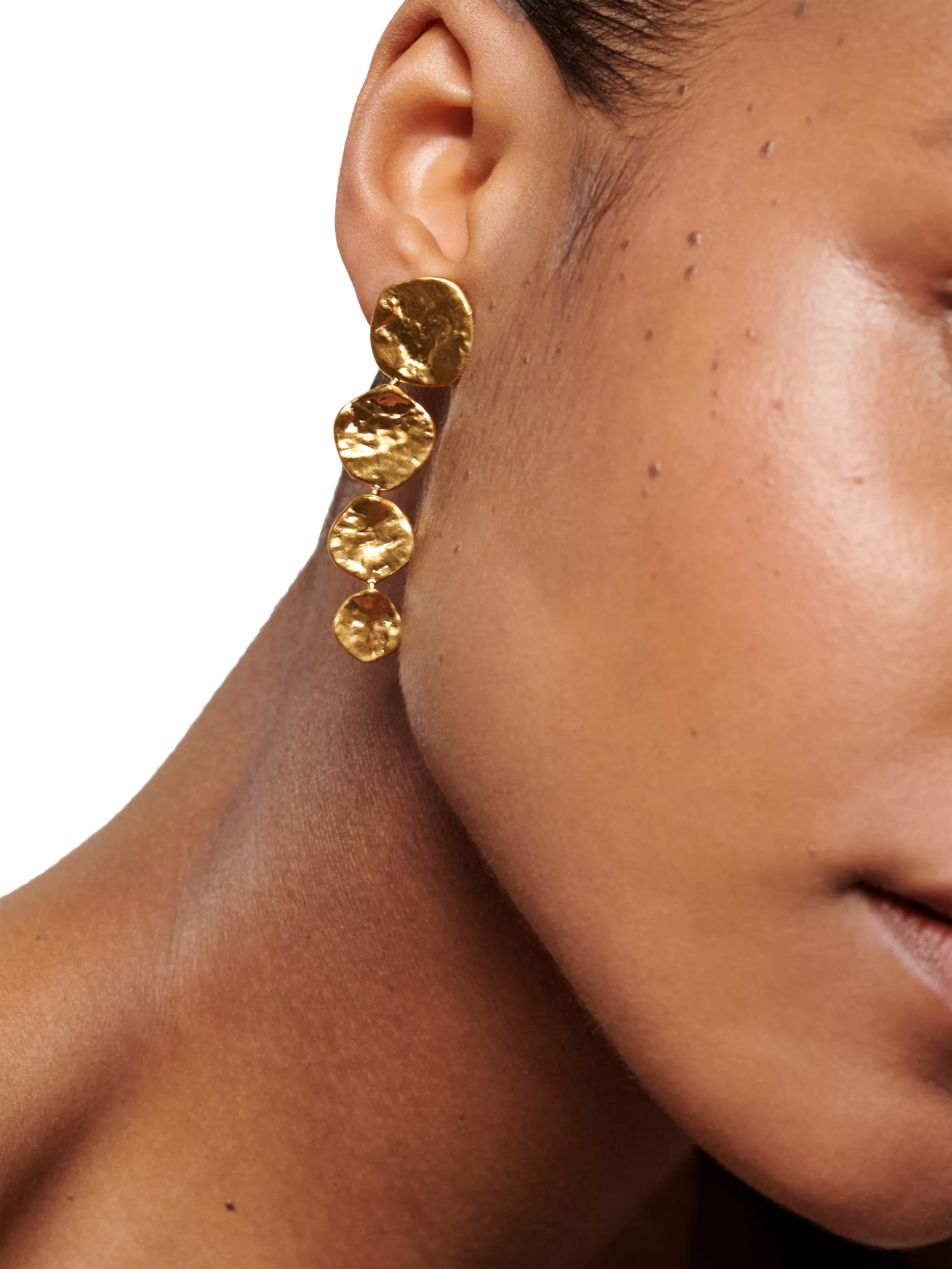 Monica Vinader Capri gold vermeil disc cocktail earrings, imported from the UK