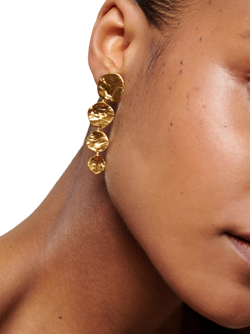 Monica Vinader Capri gold vermeil disc cocktail earrings, imported from the UK