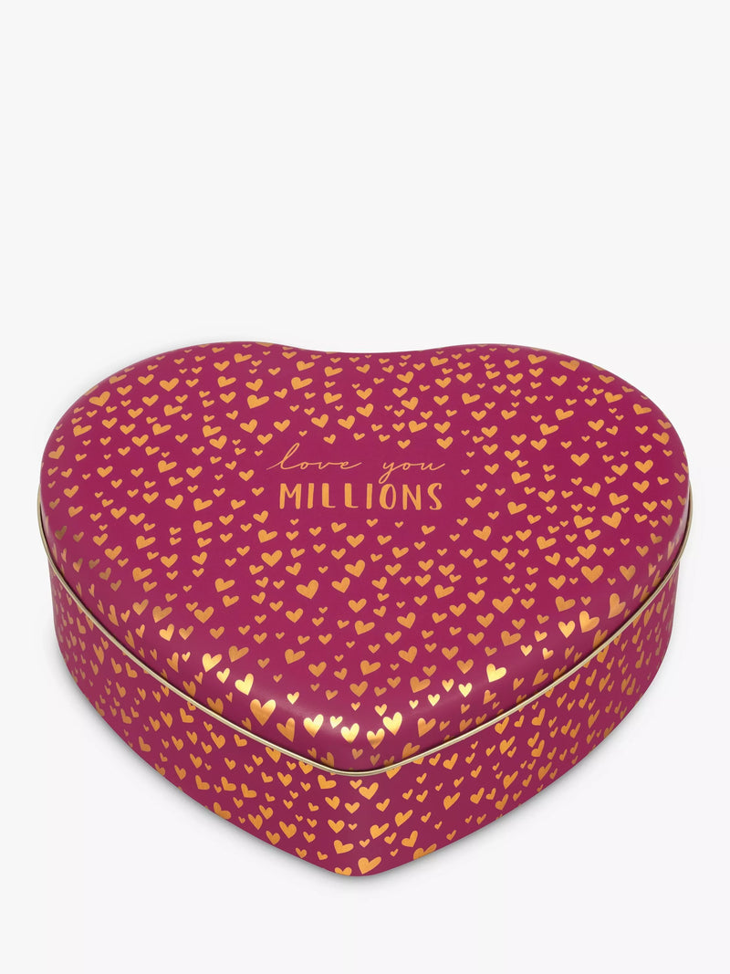 Sara Miller heart-shaped tin caddy 4.8L pink, UK version