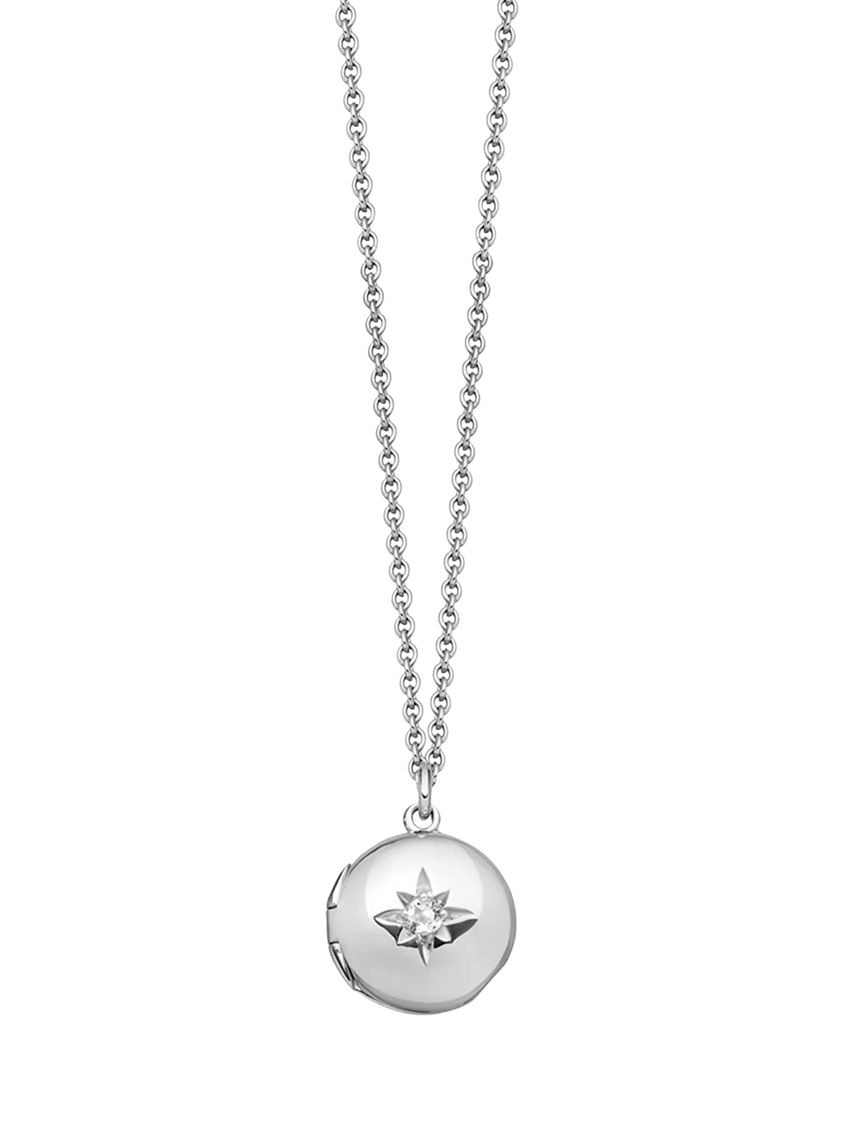 Astley Clarke mini locket necklace with cultured white sapphire (British brand)
