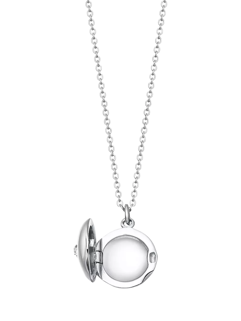 Astley Clarke mini locket necklace with cultured white sapphire (British brand)