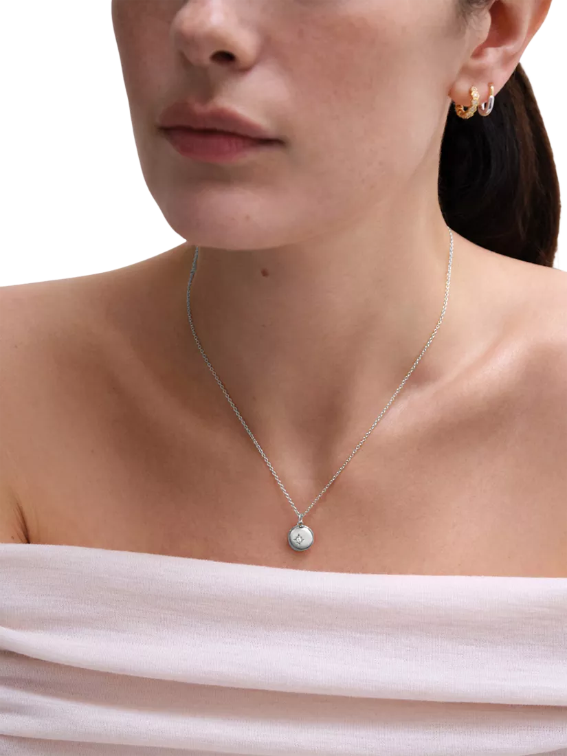 Astley Clarke mini locket necklace with cultured white sapphire (British brand)