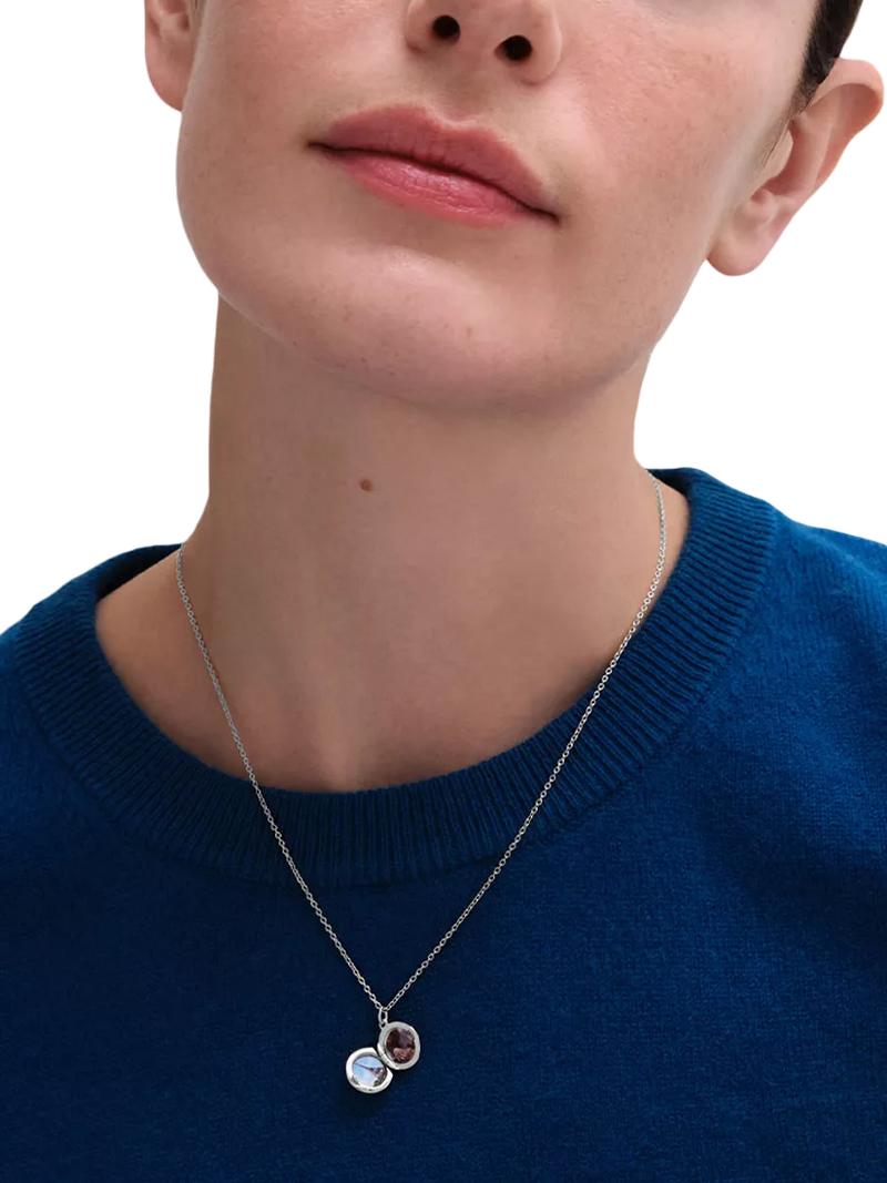 Astley Clarke mini locket necklace with cultured white sapphire (British brand)