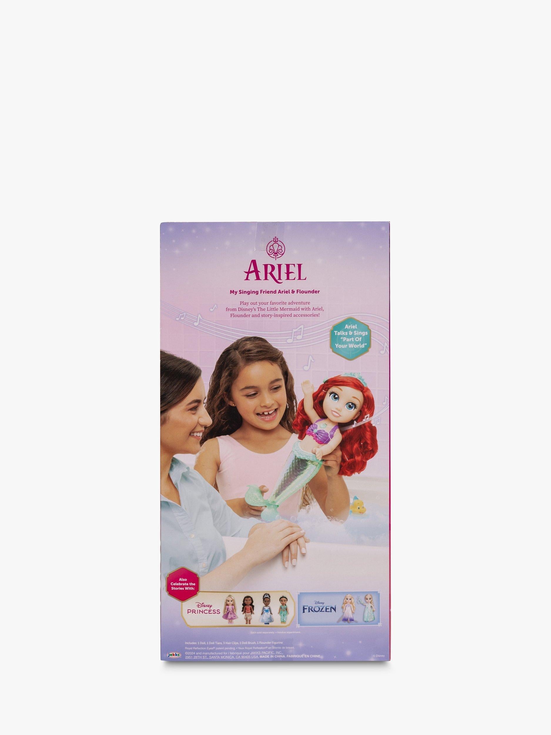 Disney Princess Ariel and Flounder singing doll with bath toy - British product