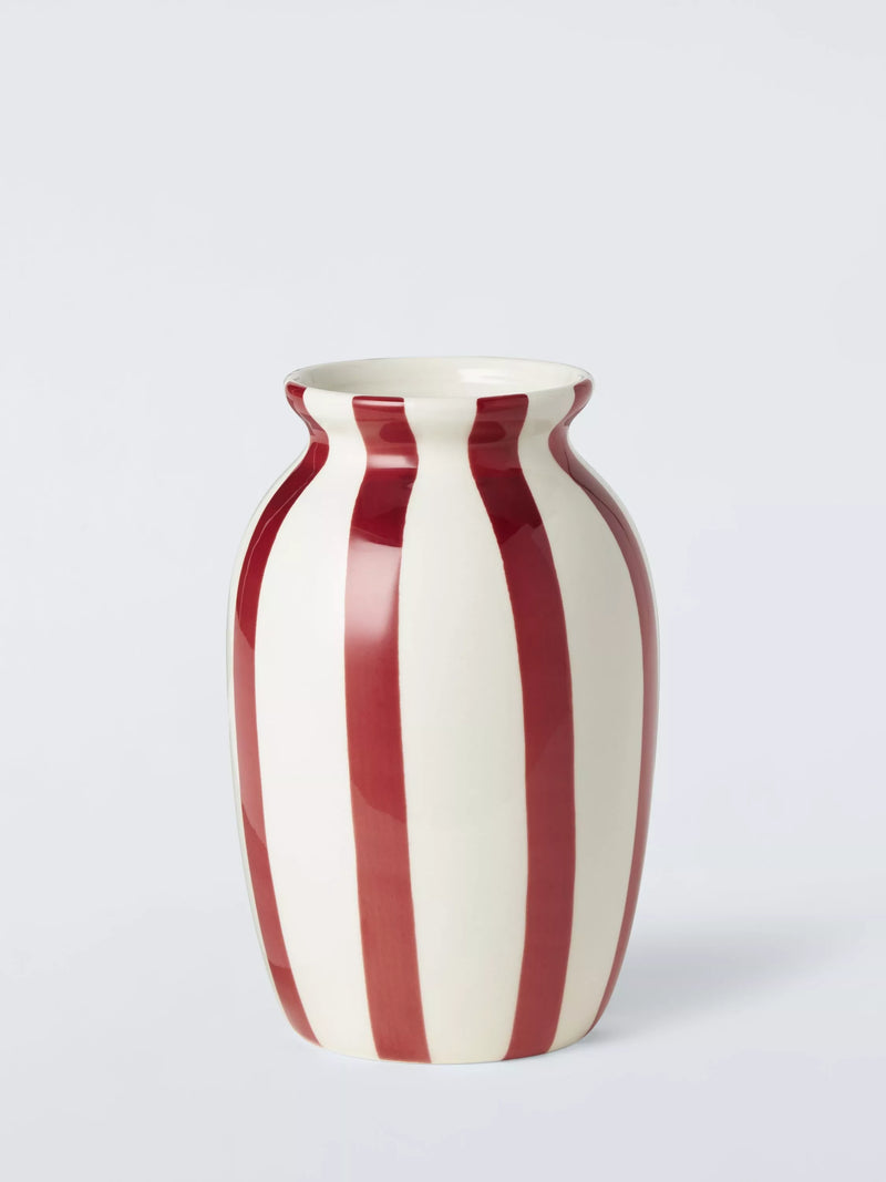 Vase en grès rayé peint à la main John Lewis H18cm