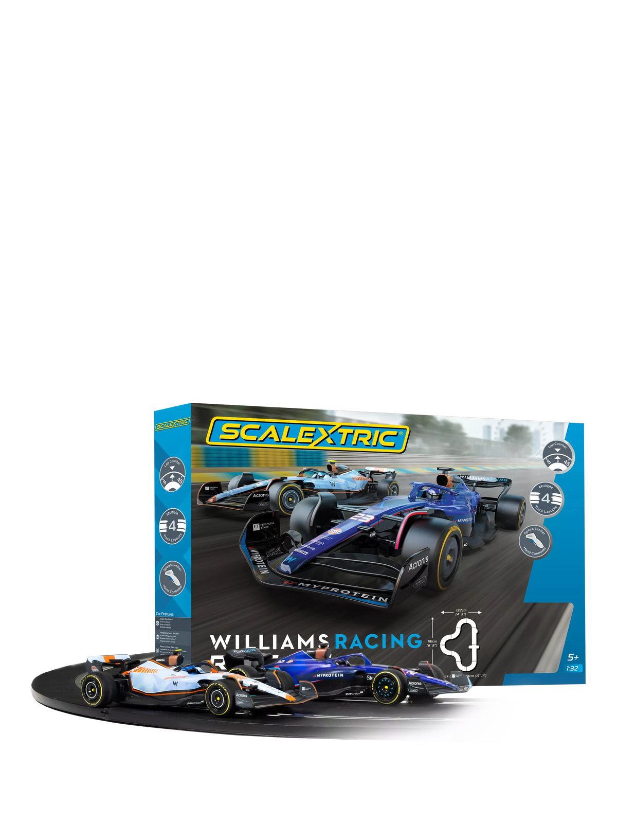 Scalextric Williams Racing set with two cars, imported from the UK