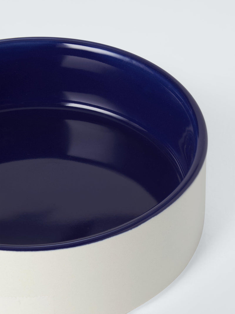 John Lewis stoneware pet bowl blue colour block - British product