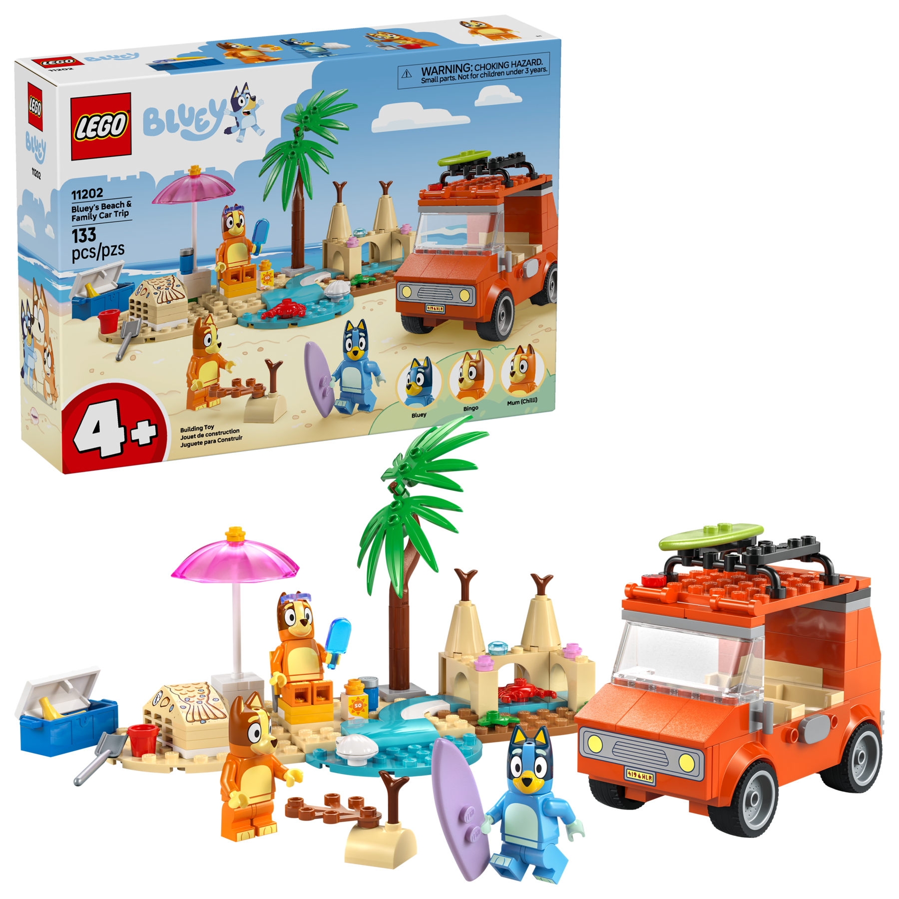 LEGO Bluey Beach Car Trip Set 133 Pieces - British product