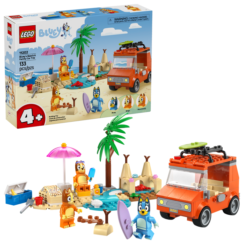LEGO Bluey Beach Car Trip Set 133 Pieces - British product