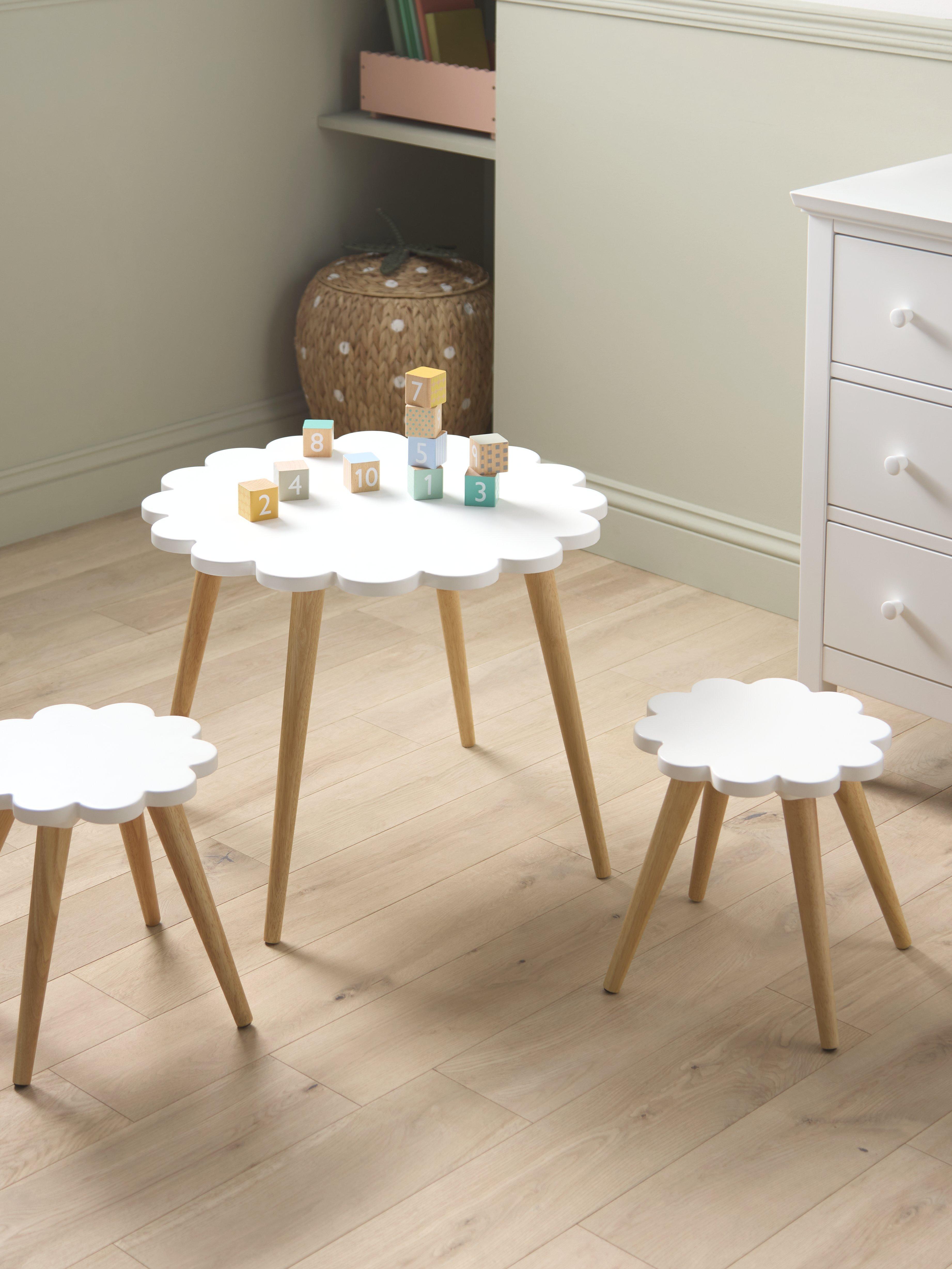 John Lewis daisy table and chairs set white natural (British brand)