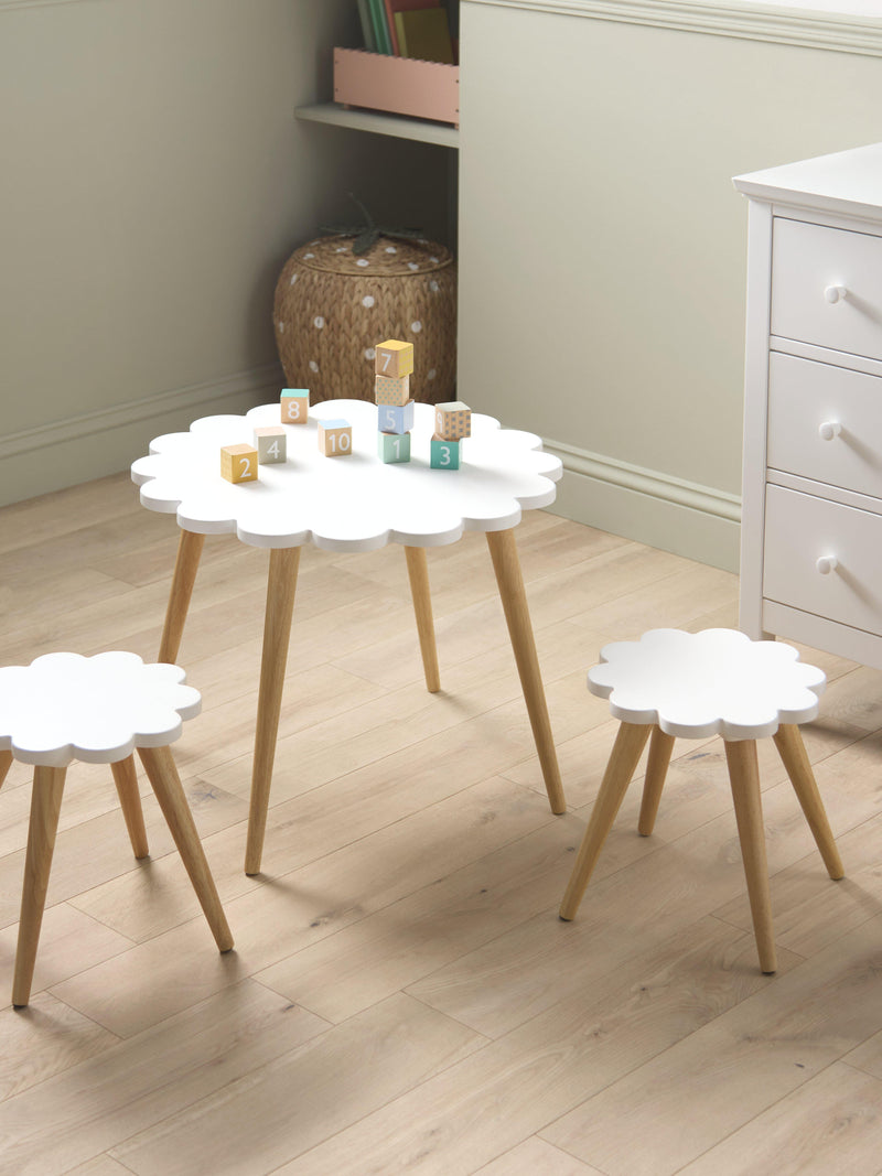 John Lewis daisy table and chairs set white natural (British brand)