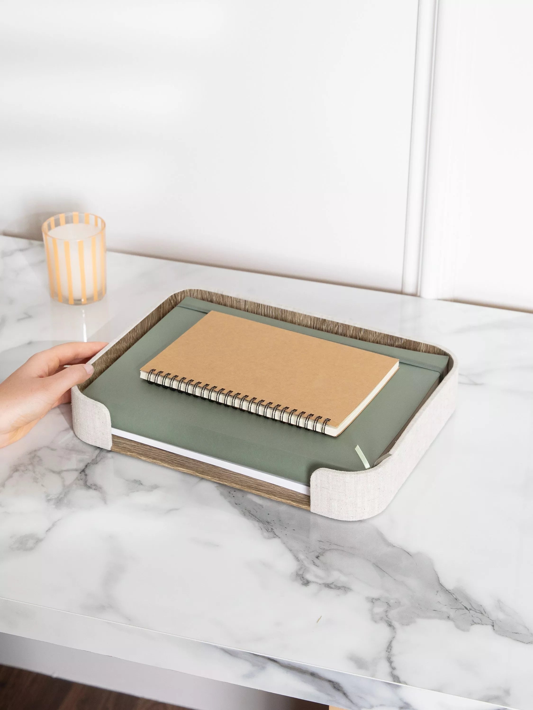 Stackers linen magazine tray desk organiser H5xW30xD25cm, UK version