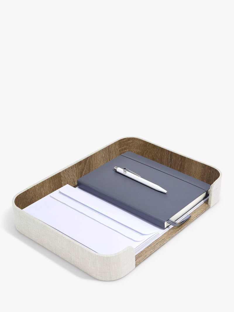 Stackers linen magazine tray desk organiser H5xW30xD25cm, UK version