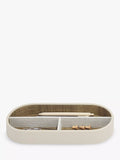 Neutral Oatmeal PU and Linen magazine file with hidden storage tray (British brand)