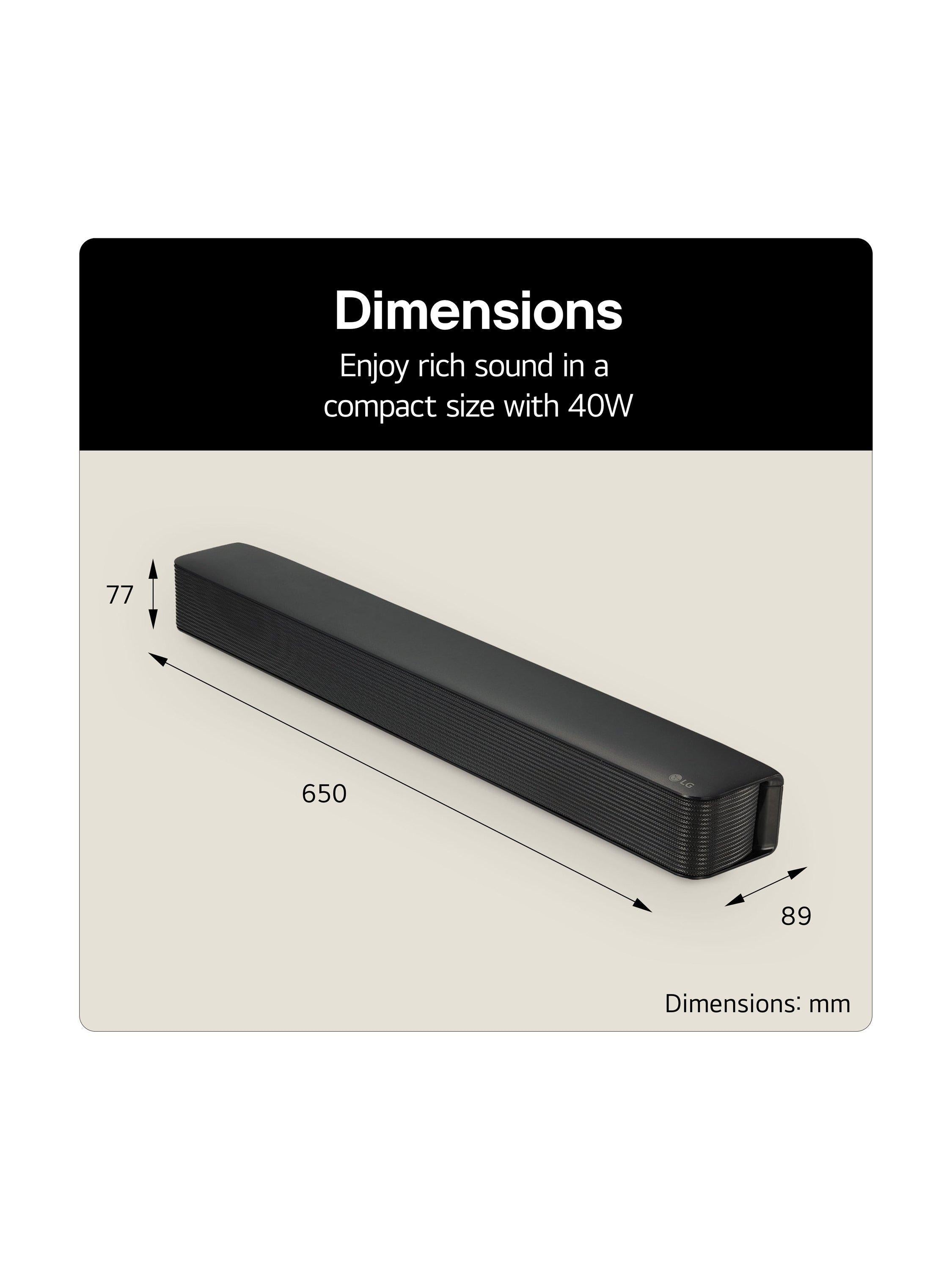 LG SQM1 compact Bluetooth soundbar black - British product