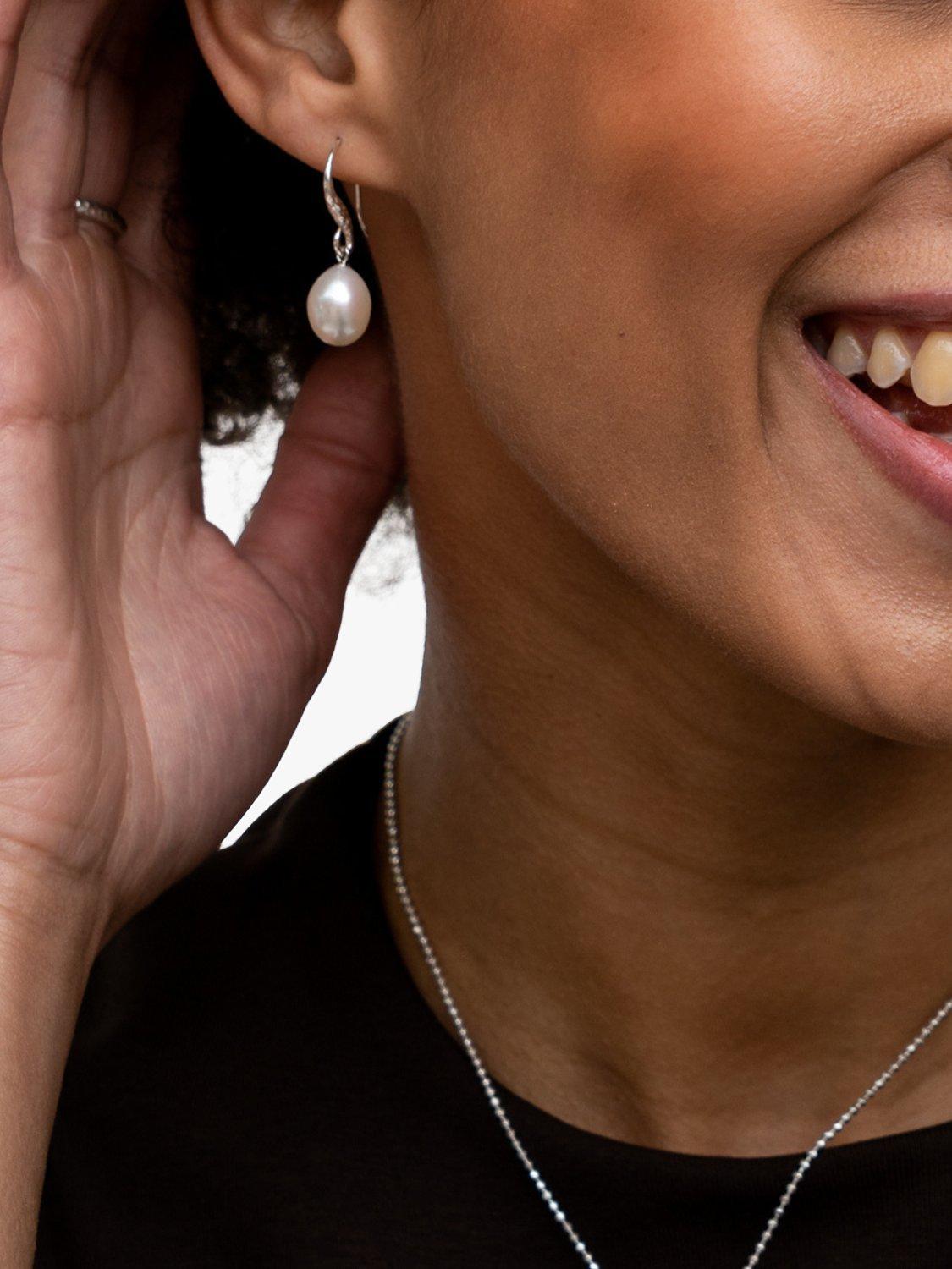 Dower & Hall baroque pearl earrings 3.5cm imported from the UK