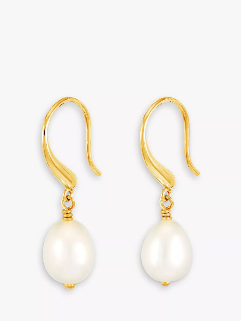 Dower & Hall Baroque Pearl Drop Earrings 3.5cm Drop